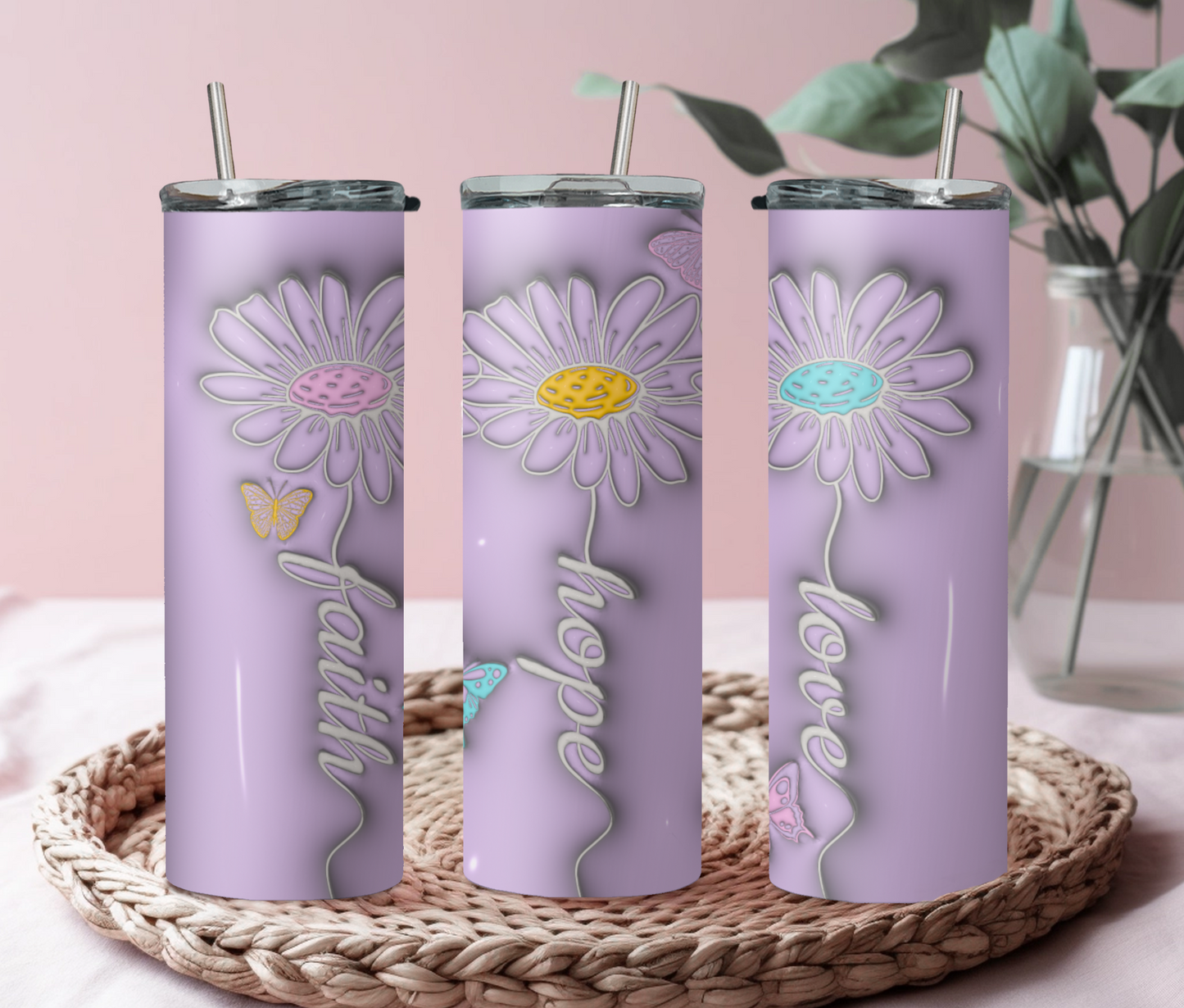 Love Hope Faith 20oz skinny sublimation tumbler transfer