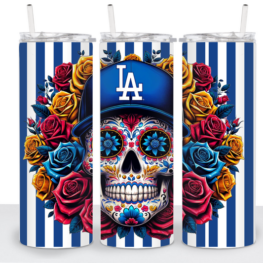 Blue and white skull sublimation Tumbler Transfer
