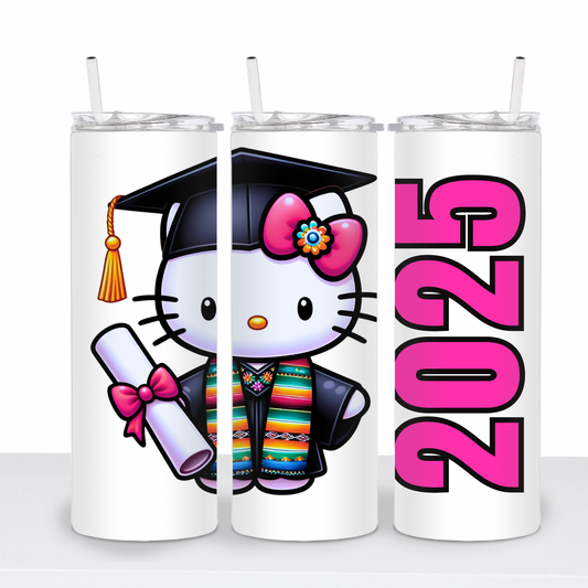 Cute Kat Grad 2025 Sublimation Tumbler Transfer
