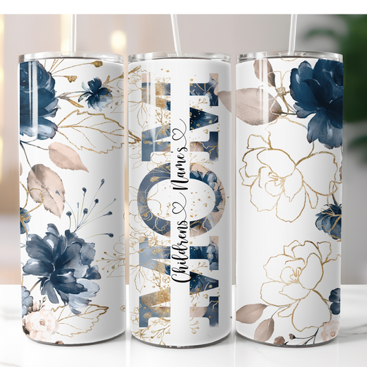 Blue floral mom sublimation tumbler