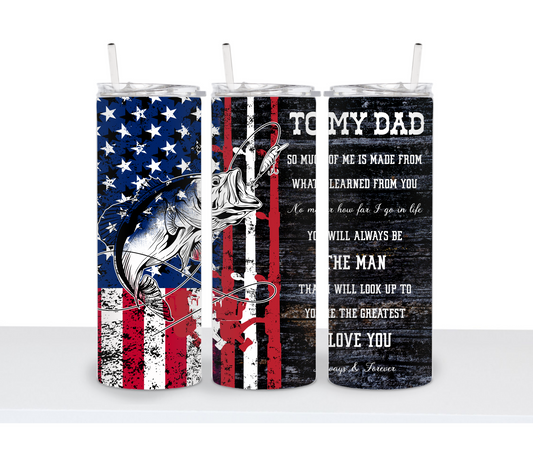 Father's day fishing 20oz sublimation tumbler