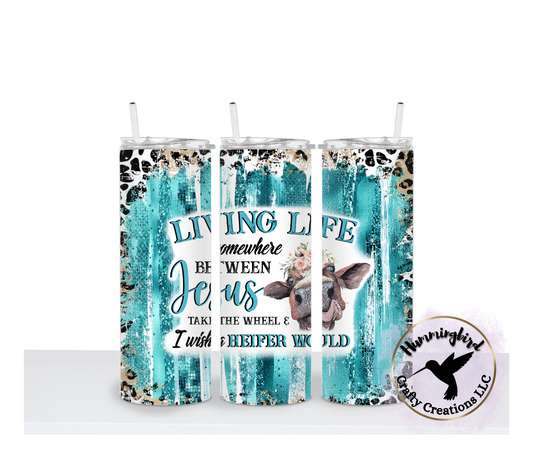 Turquoise Cheetah pattern with sayings 20oz Sublimation Tumbler